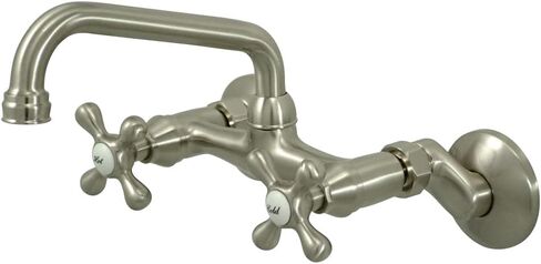 Kingston Brass KS213C صنبور مطبخ مثبت على الحائط في المنتصف قابل للتعديل من Kingston، 7 بوصات، كروم مصقول in Kuwait