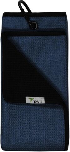 ToVii 2 in 1 Golf Towel, Wet and Dry Tri-fold Microfiber Towel for Cleaning Club and Ball with Clip and Waterproof Inner Barrier in Saudi Arabia