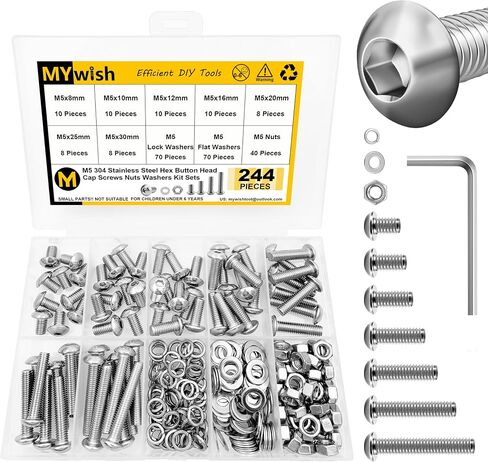 159 Pieces M6 Screw Metric Screw Assortment Kit, 304 Stainless Steel Hex Socket Head Cap Metric Screws M6 Bolts, Spring Lock & Flat Washers/Nuts/Hex Wrenches M6*8/12/16/20/25/30/35mm in Kuwait