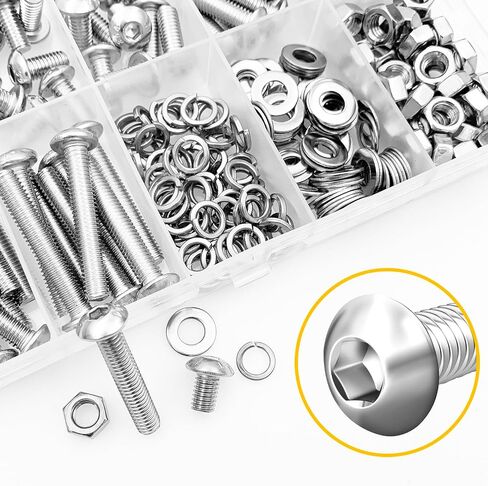 159 Pieces M6 Screw Metric Screw Assortment Kit, 304 Stainless Steel Hex Socket Head Cap Metric Screws M6 Bolts, Spring Lock & Flat Washers/Nuts/Hex Wrenches M6*8/12/16/20/25/30/35mm in Kuwait