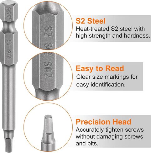 HARFINGTON Square Screwdriver Bit SQ1 1/4" Hex Shank 65mm/2.6" Length Magnetic 4 Point Hex Bits S2 Steel Industrial Grade Electric Screw Driver Bit 5mm Rod in Saudi Arabia