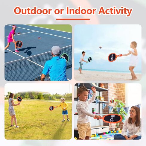 Racquet Paddle Bouncy Ball Play Set for Kids Adults Family Activities, Indoor or Outdoor Play Games, Great Gift Choice for Children’s Birthday, Christmas or House Warming in Kuwait