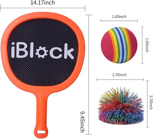 Racquet Paddle Bouncy Ball Play Set for Kids Adults Family Activities, Indoor or Outdoor Play Games, Great Gift Choice for Children’s Birthday, Christmas or House Warming in Kuwait
