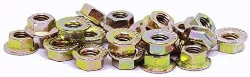 (25pcs) BelMetric M10X1.25 JIS Hex Head Serrated Flange Nut 14mm Wrench, Class 10 Yellow Zinc for Automobile, Motorcycle, and Mechanical Applications NF10X1.25YLW in Kuwait