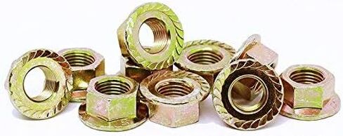 (25pcs) BelMetric M10X1.25 JIS Hex Head Serrated Flange Nut 14mm Wrench, Class 10 Yellow Zinc for Automobile, Motorcycle, and Mechanical Applications NF10X1.25YLW in Kuwait