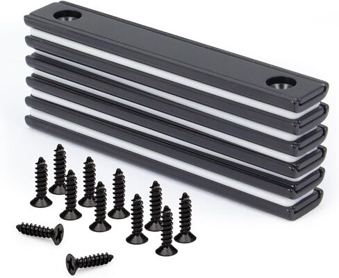 Heavy Duty Rectangular Countersunk Magnets Strips,Rare Earth Cabinet Magnetic Bar,Extra Thin Strong Neodymium Magnets for Wall Mounting (6 Pack, Sliver) in Kuwait