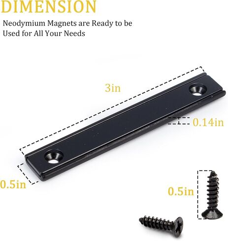 Heavy Duty Rectangular Countersunk Magnets Strips,Rare Earth Cabinet Magnetic Bar,Extra Thin Strong Neodymium Magnets for Wall Mounting (6 Pack, Sliver) in Kuwait