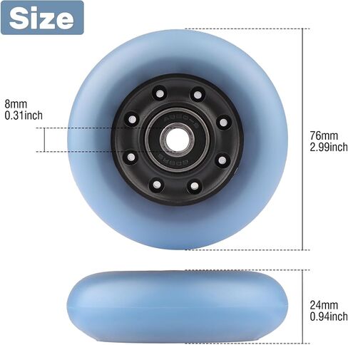 2-Pack 76mm PU Caster Board Replacement Wheel Set 90A Compatible with Razor RipStik Classic Air, DLX G Ripsurf (Black) in Kuwait