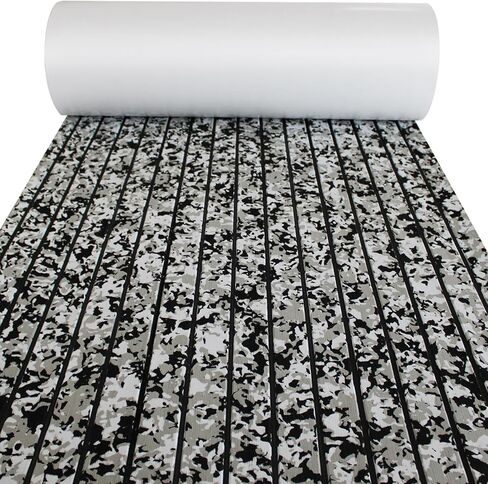 LUBEMIDA EVA Foam Boat Flooring Sheet Marine Faux Teak Decking Carpet for Yacht Floor,94.5"x35.4" Adhesive and Bevelled Edge (Light Gray -Black) in Saudi Arabia