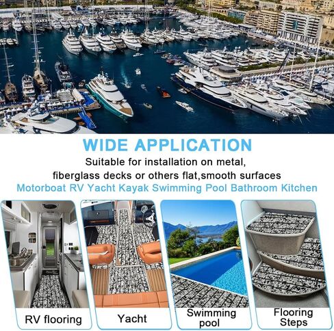 LUBEMIDA EVA Foam Boat Flooring Sheet Marine Faux Teak Decking Carpet for Yacht Floor,94.5"x35.4" Adhesive and Bevelled Edge (Light Gray -Black) in Saudi Arabia