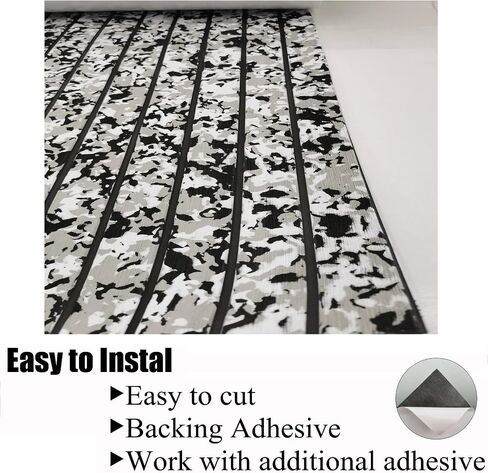 LUBEMIDA EVA Foam Boat Flooring Sheet Marine Faux Teak Decking Carpet for Yacht Floor,94.5"x35.4" Adhesive and Bevelled Edge (Light Gray -Black) in Saudi Arabia