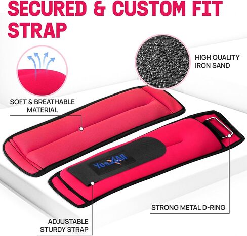 Yes4All Ankle Weights Pair Set with Adjustable Strap for Jogging, Gymnastics, Aerobics – from 2lbs to 10lbs in Kuwait