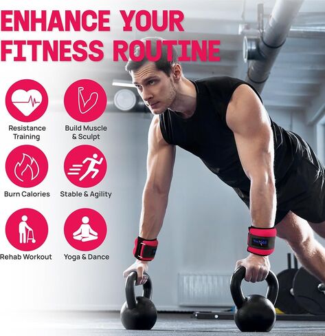 Yes4All Ankle Weights Pair Set with Adjustable Strap for Jogging, Gymnastics, Aerobics – from 2lbs to 10lbs in Kuwait