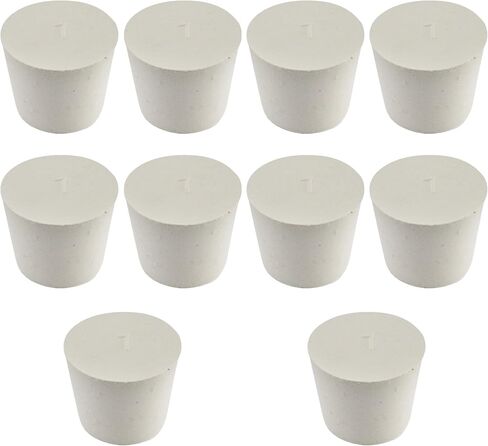 White Tapered Shaped Solid Rubber Stopper, Size 000#" 0.5x0.3x0.7inch / 13x8x17mm, 20 per package in Kuwait