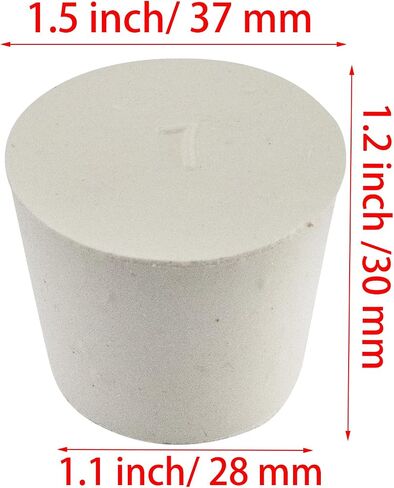 White Tapered Shaped Solid Rubber Stopper, Size 000#" 0.5x0.3x0.7inch / 13x8x17mm, 20 per package in Kuwait
