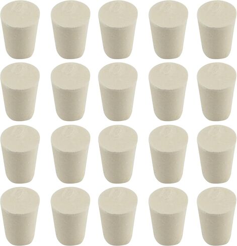 White Tapered Shaped Solid Rubber Stopper, Size 000#" 0.5x0.3x0.7inch / 13x8x17mm, 20 per package in Kuwait