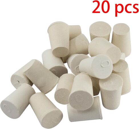 White Tapered Shaped Solid Rubber Stopper, Size 000#" 0.5x0.3x0.7inch / 13x8x17mm, 20 per package in Kuwait