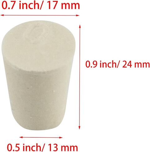 White Tapered Shaped Solid Rubber Stopper, Size 000#" 0.5x0.3x0.7inch / 13x8x17mm, 20 per package in Kuwait