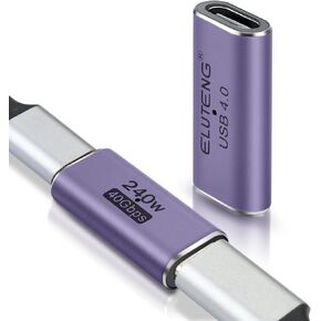 ELUTENG USB C أنثى إلى أنثى محول 3 حزمة USB نوع C مقرنة موسع ما يصل إلى 240W شحن الألومنيوم USB C إلى USB C موصل لThunderbolt، التبديل، ماك بوك، كمبيوتر محمول، كمبيوتر لوحي، هاتف