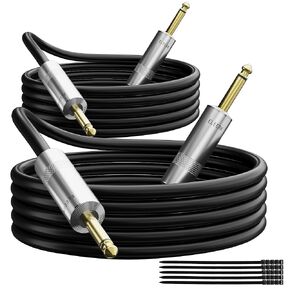 كابل جيتار Elecan Premium 6.35 مم 100 قدم، 1/4 بوصة TS إلى 1/4 كابل أداة، مقبس أحادي 12 AWG غير متوازن سلك AMP ذكر إلى ذكر للجيتار الكهربائي، الجهير، لوحة المفاتيح، Pro Audio-OD 9.5 مم + روابط