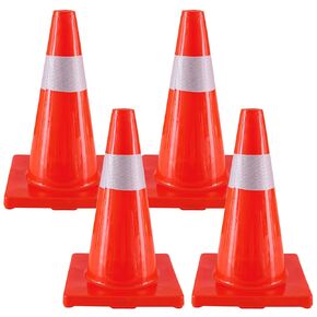 2 حزمة الأقماع حركة المرور 18 "بوصة برتقالية PVC مرور المخاريط ، Orange Road وقوف السيارات مخروطات البناء الثقيلة مخروطية من الناحية الهيكلية لموقف السيارات ، الممر ، أحداث البناء