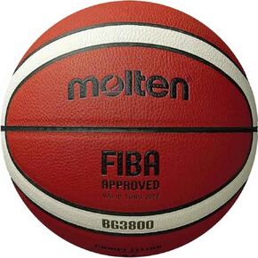 كرة السلة BG3800 Molten ، معتمدة من FIBA ​​، الجلود المركبة ، اللعب الداخلي ، البرتقالي/العاج