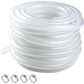 ارتفاع الضغط مضفر واضحة أنابيب PVC مرنة 3/4 "id x 1" OD - 25 قدم خرطوم الفينيل المعزز بالخدمة الثقيلة مع 4 المشابك غير القابل للصدأ.