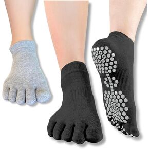 SoxSense Multi-Pack Sports Grip Toe Socks مع وسادة ، وجوارب أصابع غير قابلة للانزلاق لليلاتس ، والصالة الرياضية المنزلية ، وكرة القدم ، وكرة السلة