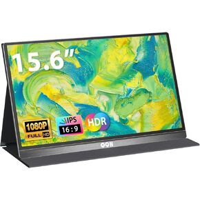 شاشة QQH المحمولة، شاشة عرض للسفر مقاس 15.6 بوصة FHD 1080P IPS لأجهزة الكمبيوتر المحمول المزودة بتقنية HDR، نحيفة للغاية، للعناية بالعين، التوصيل والتشغيل USB C HDMI شاشة ثانية خارجية للكمبيوتر الشخصي والهواتف MAC PS5 Xbox Switch