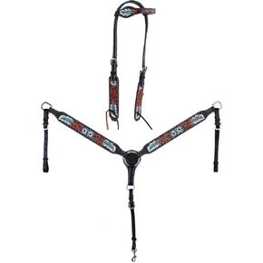 طقم لجام وطوق للصدر من Horse Western Floral 78HROneEarSet