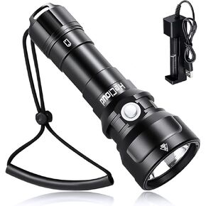الغوص مصباح يدوي 7500 لومينز تحت الماء 492ft أضواء الغطس المهنية IPX8 للماء سوبر برايت PM70 LED الشعلة الغوص مع بطارية قابلة للشحن عالية السعة وشاحن