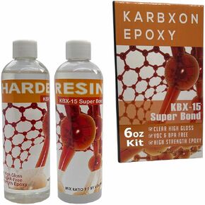 KBX-15 Super Bond - مجموعة راتنجات الإيبوكسي - جزأين من الإيبوكسي الشفاف الكريستالي - قوة عالية، عالي اللمعان وخالي من المركبات العضوية المتطايرة والبيسفينول - مقاومة للأشعة فوق البنفسجية - متعددة الأغراض، الألياف الزجاجية، ألياف الكربون، طلاء السطح (12)