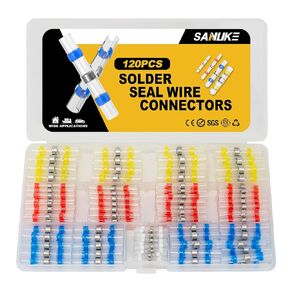 طقم Sanuke 180pcs Solder Seal Seal Countors ، محطات تقليص حرارة مضادة للماء ، موصلات لصق الأسلاك الكهربائية المعزولة لمفصل سلك القارب البحري للسيارات (5 ألوان/5 أحجام)