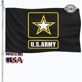 علم الجيش الأمريكي 3x5 في الهواء الطلق مزدوج الجوانب أعلام USN شديدة التحمل 3 طبقات من مادة البوليستر الولايات المتحدة الأمريكية نجمة سوداء راية أعلام عسكرية للجيش مع حلقتين معدنيتين، 4 صفوف من الخياطة