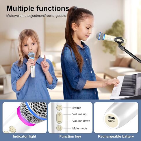 Aokeo Wireless Microphones with Dual-Channel Receiver,UHF Dynamic Handheld Karaoke Mic,100ft Range, for Amplifier Speaker, Mixer,Singing, Party,Speech in Kuwait