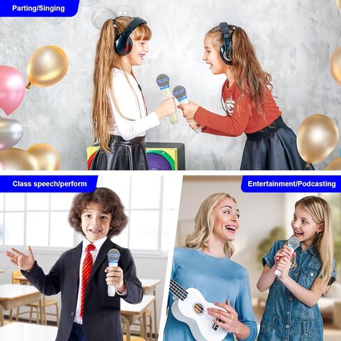 Aokeo Wireless Microphones with Dual-Channel Receiver,UHF Dynamic Handheld Karaoke Mic,100ft Range, for Amplifier Speaker, Mixer,Singing, Party,Speech in Kuwait