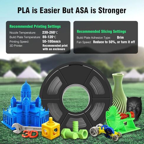 Sunlu ASA خيوط 1.75 مم ، الأشعة فوق البنفسجية/المطر/مقاومة للحرارة ، خيوط طابعة ثلاثية الأبعاد صعبة ، رائعة لطباعة الأجزاء الميكانيكية الوظيفية في الهواء الطلق ، بكرة 0.9 كجم (1.98 رطل) ، 340 مترًا ، أبيض in Kuwait