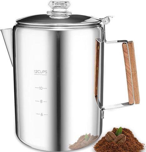 MEREZA Camping Coffee Pot Stovetop Coffee Maker Percolator Campfire Coffee Pot Stainless Steel Coffee Pot Camping Outdoors Home 9 Cup No Aluminum & Plastic Fast Brew in Kuwait