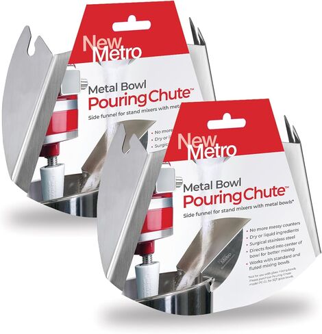 New Metro Design PC-10 Pouring Chute Compatible with KitchenAid Stand Mixer with Stainless Steel Bowl, Silver in Saudi Arabia