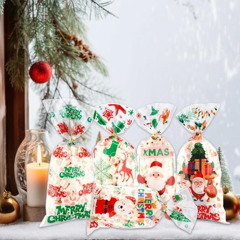 BOEIAC Easter Treat Bags, Easter Cellophane Treat Bags,100 PCS Easter Candy Bags, Easter Cello Goodie Cooikes Gift Bags with 100 PCS Gold Twist Ties for Easter Party Favor Supplies, 4 Assorted Styles in Kuwait