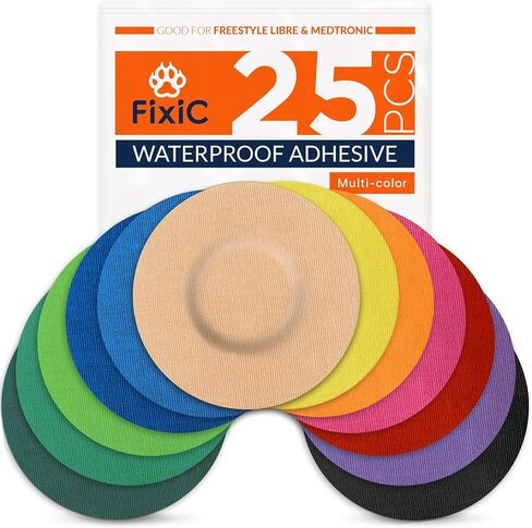 FixiС Adhesive Patches 25 Pack 3 1/2" – Good for Libre 1, 2, 3 & Plus – G7 & Stelo – Guardian – Waterproof Adhesive Patches – Libre Adhesive Covers – Pre-Cut – The Best Fixation for Your Sensor! (Tan) in Kuwait