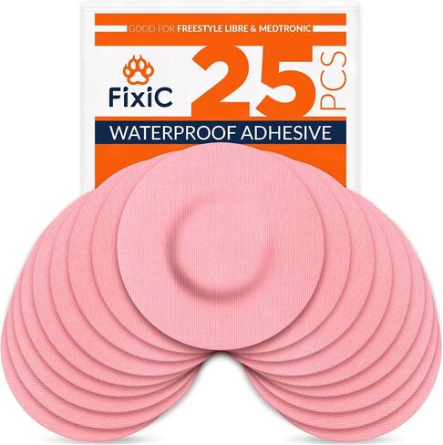 FixiС Adhesive Patches 25 Pack 3 1/2" – Good for Libre 1, 2, 3 & Plus – G7 & Stelo – Guardian – Waterproof Adhesive Patches – Libre Adhesive Covers – Pre-Cut – The Best Fixation for Your Sensor! (Tan) in Kuwait