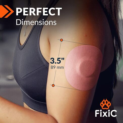 FixiС Adhesive Patches 25 Pack 3 1/2" – Good for Libre 1, 2, 3 & Plus – G7 & Stelo – Guardian – Waterproof Adhesive Patches – Libre Adhesive Covers – Pre-Cut – The Best Fixation for Your Sensor! (Tan) in Kuwait