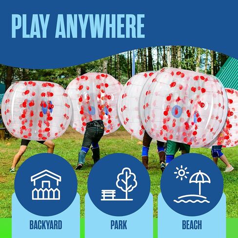 Houseables Human Bubble Ball, Human Hamster Ball, 5FTx4FT, Zorb Ball, Bumper Balls for Adults & Kids, Giant Hamster Ball for Humans, Bubble Soccer, Inflatable Balls to Get Inside, Blue & Clear, 1 Pack in Kuwait