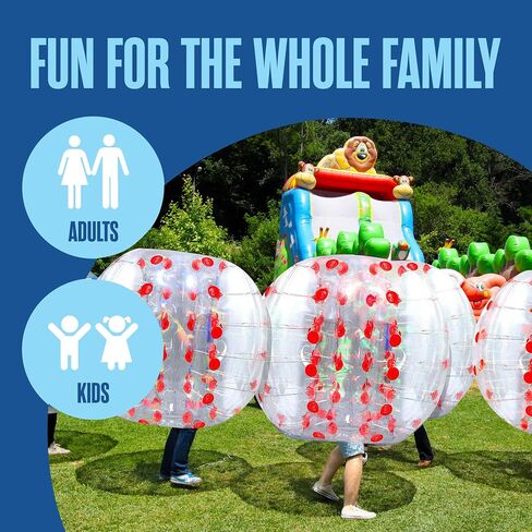 Houseables Human Bubble Ball, Human Hamster Ball, 5FTx4FT, Zorb Ball, Bumper Balls for Adults & Kids, Giant Hamster Ball for Humans, Bubble Soccer, Inflatable Balls to Get Inside, Blue & Clear, 1 Pack in Kuwait