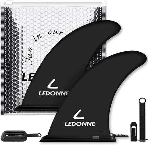 زعانف LEDONNE مقاس 9 بوصات لركوب الأمواج وSUP قطعتان (4.99-5.49 دولارًا أمريكيًا/قطعة واحدة) - زعنفة مركزية مقاس 9 بوصات لركوب الأمواج الطويلة ولوحة التجديف مع زعنفة تثبيت إضافية بدون أدوات بأقل سعر في السوق in Kuwait