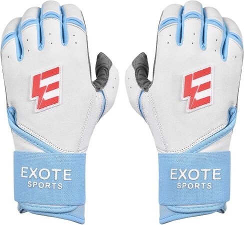 Exote Bolt Baseball and Softball Batting Gloves for Men Women Youth & Adult Sizes -Long Cuff Breathable Leather Baseball Batting Gloves with Extra Grip & Wrist Wrap in Saudi Arabia