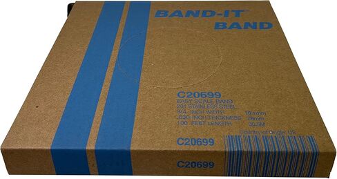 BAND-IT C20599 201 شريط من الفولاذ المقاوم للصدأ ذو لمسة نهائية صلبة لامعة، عرض 5/8 بوصة × سمك 0.030 بوصة، لفة 100 قدم in Kuwait