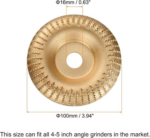 HARFINGTON 3Pcs Wood Carving Disk Grinder Wheel 4" Rotary Tool Arc Carving Disc Grinding Wheel with 5/8" Arbor for Woodworking Shaping Polishing, Silver Tone in Kuwait