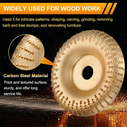 HARFINGTON 3Pcs Wood Carving Disk Grinder Wheel 4" Rotary Tool Arc Carving Disc Grinding Wheel with 5/8" Arbor for Woodworking Shaping Polishing, Silver Tone in Kuwait